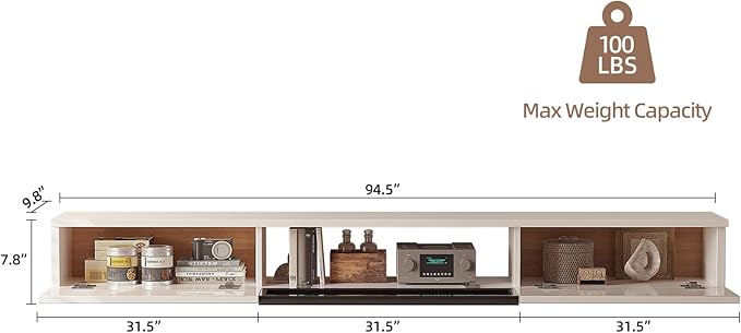 High Gloss Floating TV Stand, Under TV Floating Shelf, Floating TV Cabinet - Image 5