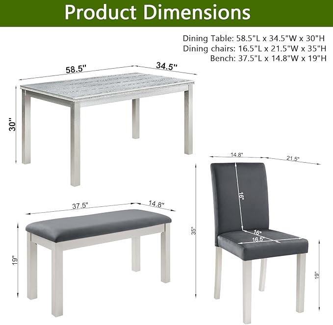 KEIKI 6-Piece Standard Height Dining Table Set - Image 3