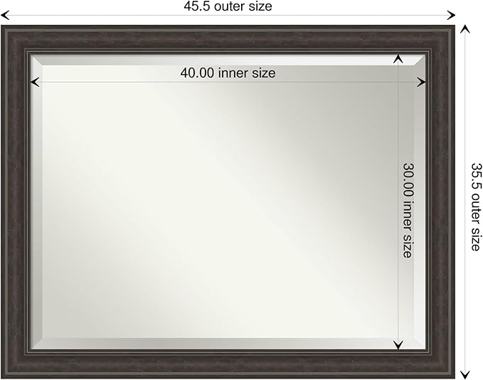 Amanti Art Brown Wall Mirror 36x46 Shipwreck Greywash Rectangle Bathroom Mirror - Image 4