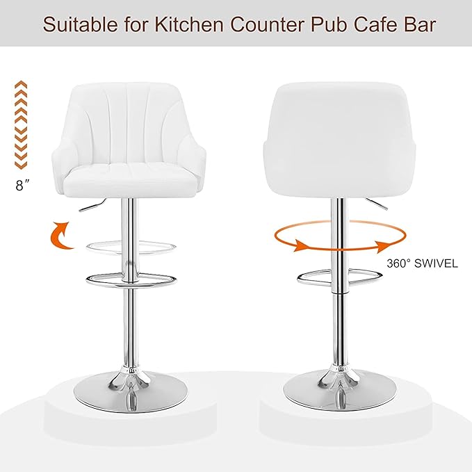 VECELO Bar Stools Set of 2, Adjustable Barstools, Counter Height Stools - Image 5