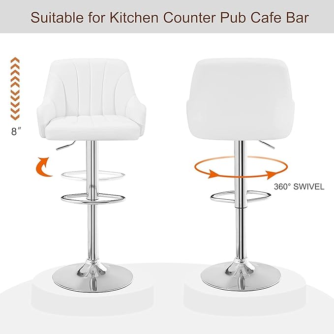 VECELO Bar Stools Set of 4, Adjustable Barstools, Counter Height Stools - Image 6