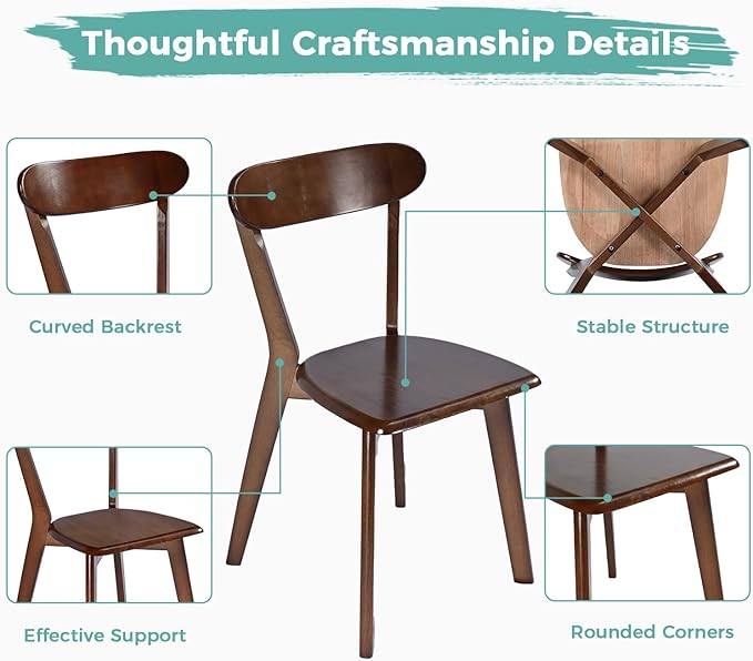 Solid Wood Dining Chairs Set of 6, Wooden Dining Room Chairs - Image 7