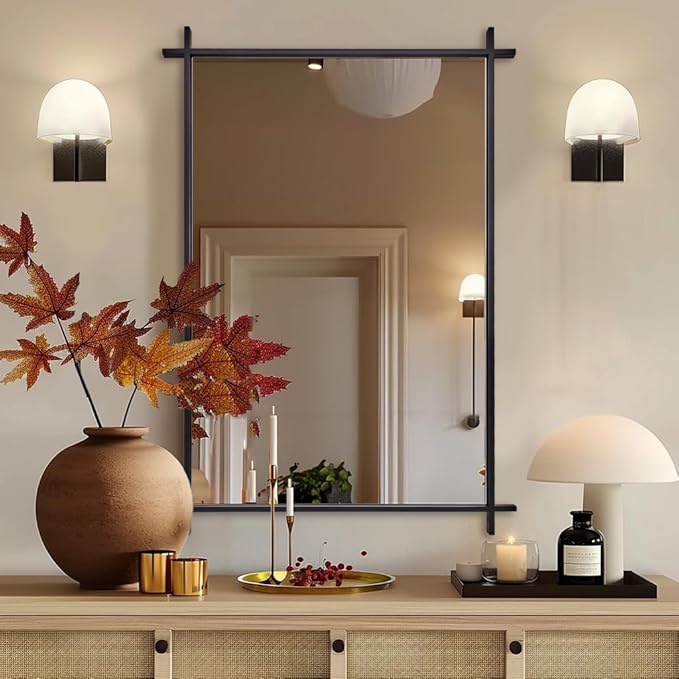 ANDY STAR Black Vintage Bathroom Mirror, 24x36 Inch Cross Corner Mirrors - Image 4
