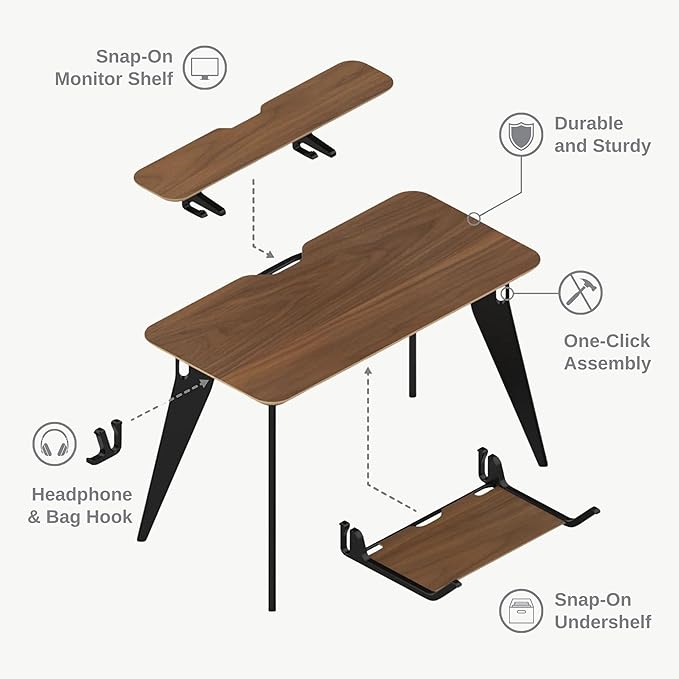 HOEK Dorm Room Desk Bundle, 47.5" x 23", Folding Student Study Desk - Image 4