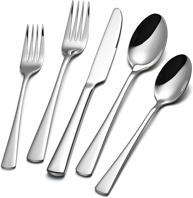 KINGSTONE 18/10 Stainless Steel Flatware, 20-Piece Forged Silverware Set by KINGSTONE