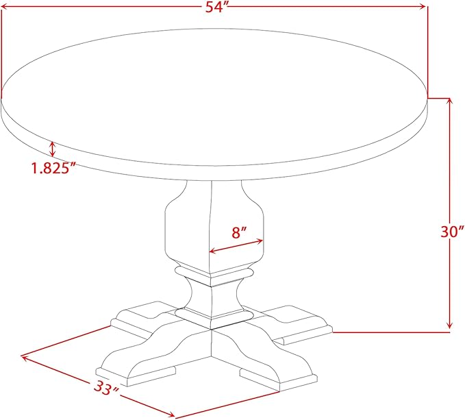 I53-0N-TP Dining Table with Acacia Wood Round Tabletop and Elegant Pedestal Base - Image 6