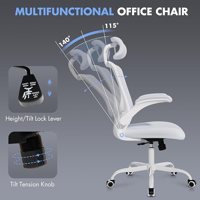 High Back Office Chair with Adjustable Lumbar Support & Headrest, Ergonomic - Image 4