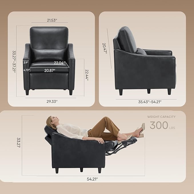 COLAMY Pushback Electric Recliner Chair Set of 2, Premium Leather Upholstery - Image 2