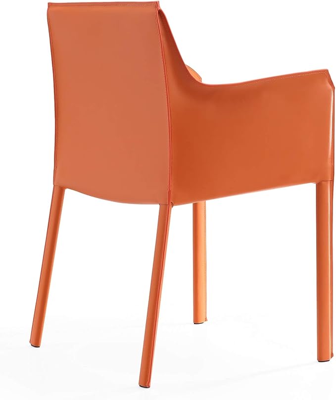 Manhattan Comfort Paris Modern Saddle Leather Dining Chairs, Metal Frame - Image 4