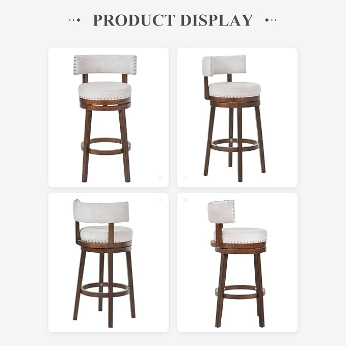 COLAMY Swivel Bar Stools Set of 3, Swivel Counter Height Barstools - Image 8
