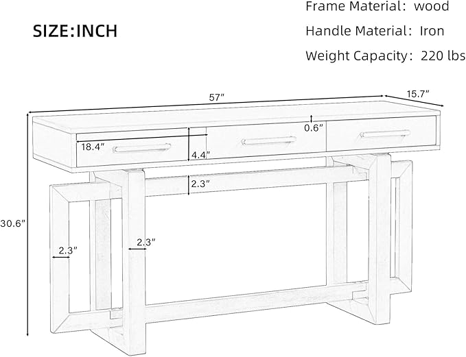 57” Entryway Console Sofa Table - Image 2