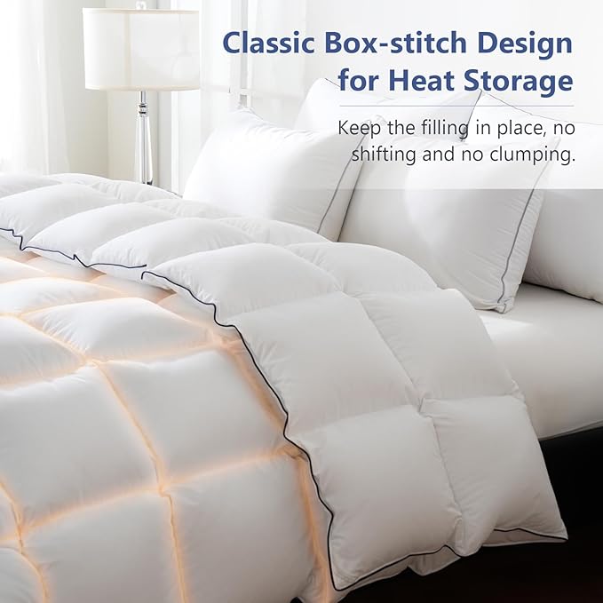 DOWNCOOL Feather Comforter King Size, All Season Luxurious Hotel Bed Comforter - Image 5