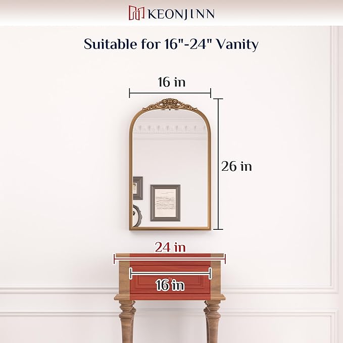 Keonjinn Black Vintage Arched Mirror - Image 8