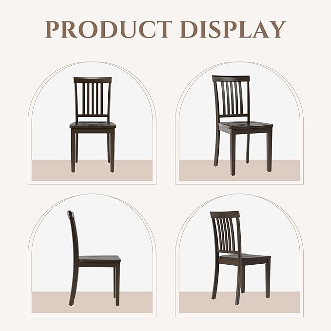 COLAMY Wooden Dining Chairs Set of 2, Solid Rubberwood Kitchen & Dining Room - Image 9