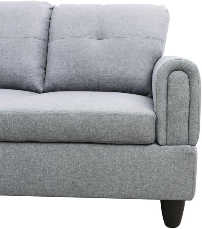 Grey-1 L-Shaped 3-Piece Linen Sofa - Image 6