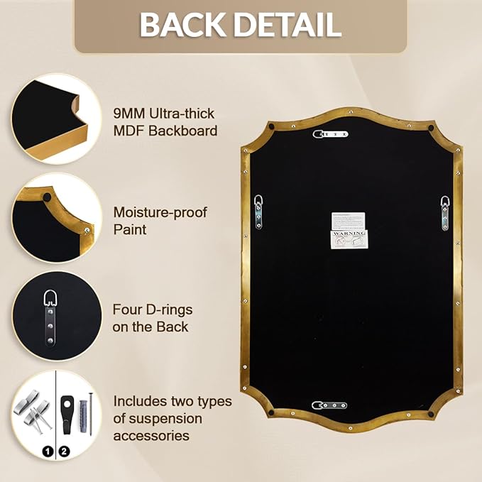 Gold Bathroom Mirror, Irregular Wall Mirror, Asymmetrical Mirror - Image 7