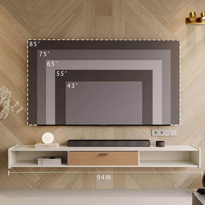 94'' Floating TV Stand, Wall Mounted TV Console, Floating TV Cabinet, Under TV - Image 9