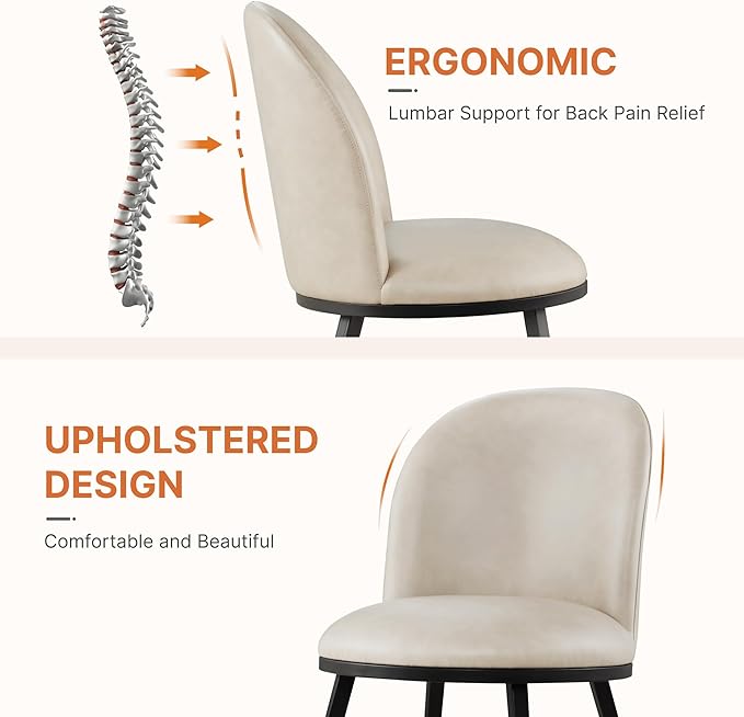 Dining Chairs Set of 4, Faux Leather Upholstered Dining Room Chairs - Image 4