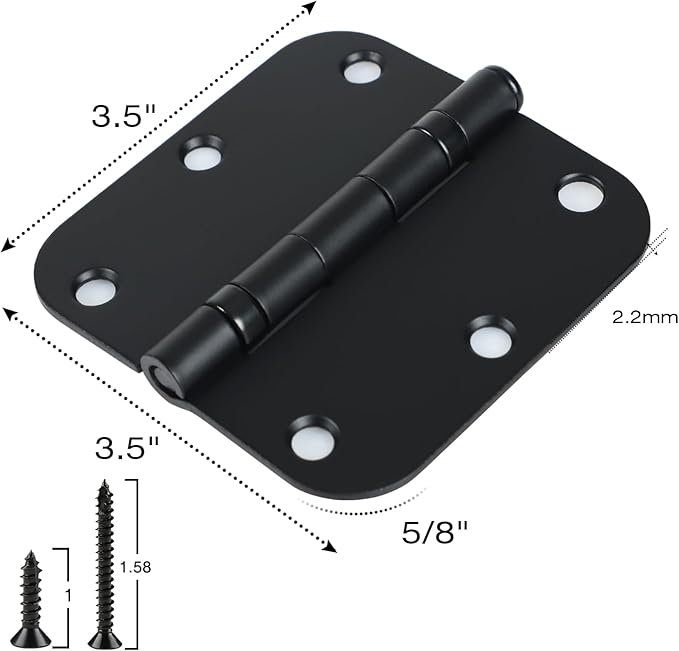 30 Pack Ball Bearing Matte Black Door Hinges 3.5 Inch 5/8" Radius Round Squeak - Image 5