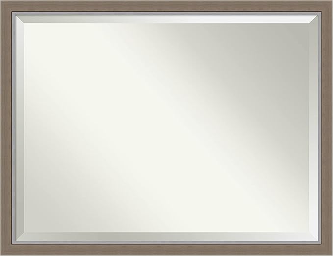 Amanti Art Brown Wall Mirror 33x43 Eva Brown Narrow Rectangle Bathroom Mirror by AmantiArt