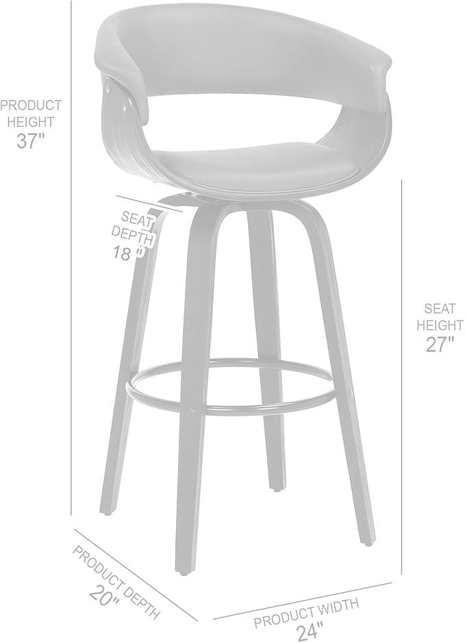 Armen Living Julyssa Mid Century Modern Swivel Bar Stool - Image 3