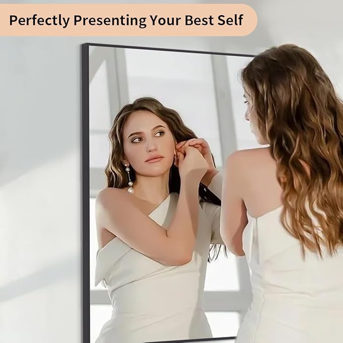 Koonmi Black Mirrors for Wall, 30x60 Inch Bathroom Mirror, Rectangular Wall - Image 3