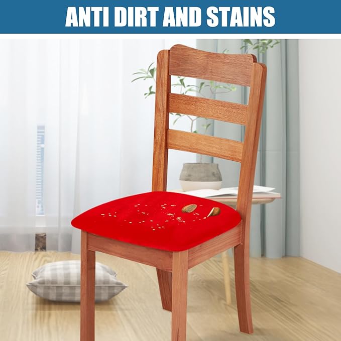Smiry Velvet Seat Covers for Dining Room Chair Set of 2, Stretch Fit Removable - Image 3