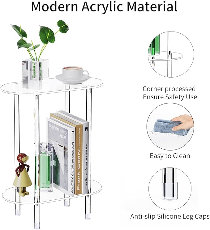Clear Acrylic Narrow Side Table Set of 2 - Image 4