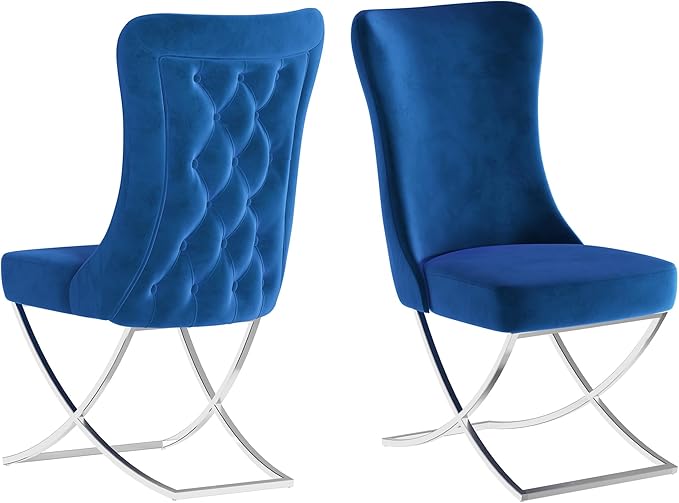 Ottomanson Royal Dining Chairs Set of 4 – Upholstered Tufted Microfiber by Ottomanson