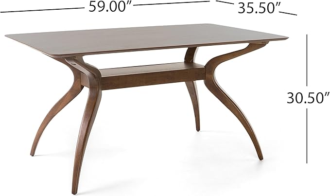 Christopher Knight Home Lucious Curved Leg Rectangular Dining Set, 5-Pcs Set - Image 4