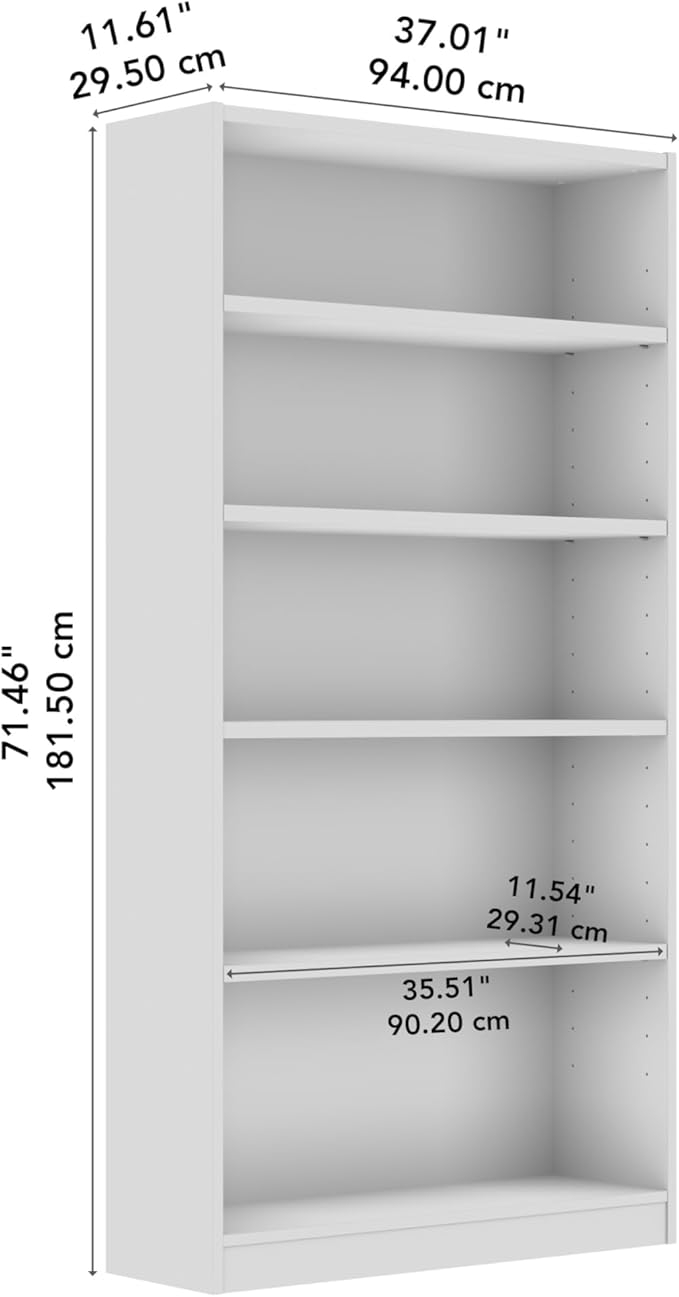 Bush Furniture Universal Tall 5 Shelf Bookcase in Natural Elm, Vertical Storage - Image 3