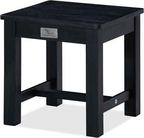 12 Inch Wooden Black Step Stool, Small Nature Beach Chair Under Desk, Indoor by VICTORYRELAX