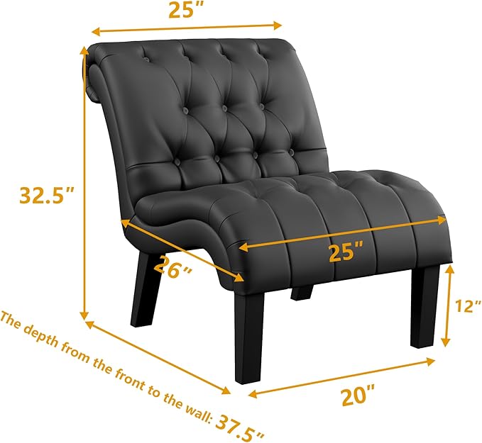Yongqiang PU Leather Accent Chairs Set of 2 Button Tufted Upholstered Modern - Image 2