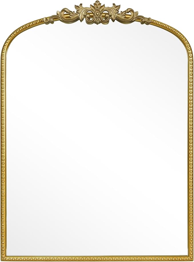 WallBeyond Gold Vintage Mirror for Vanity 28x36 Inch, Arched Vintage Wall - Image 2