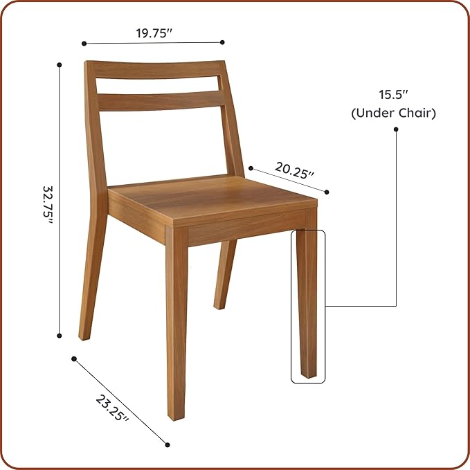 Grain & Grove Davie Dining Room Chairs Set of 2, Solid Wood Modern Kitchen Chair - Image 2