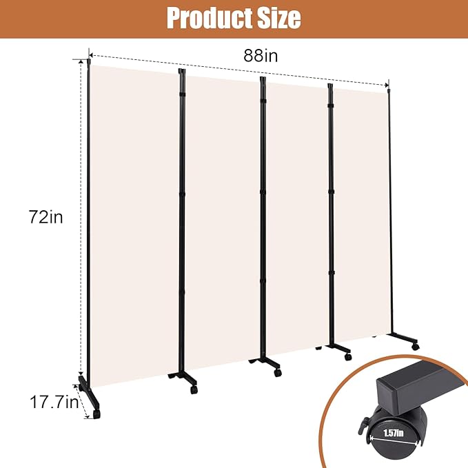 Room Divider Portable 88'' Partition Room Dividers and Folding Privacy Screens - Image 6