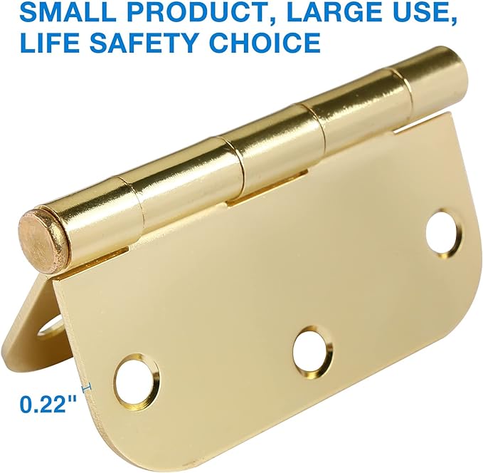 12 Pack Interior Door Hinges 3.5 inch X 3-1/2" 5/8 Radius, Polished Brass 3 ½" - Image 3