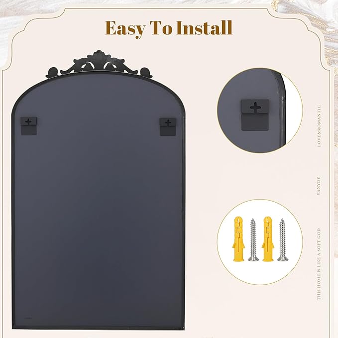 26x38 inch Vintage Arched Bathroom Mirror - Image 7
