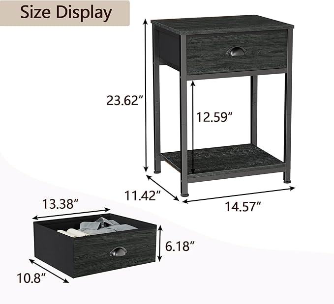 Nightstands Set of 2, Industrial End Table - Image 3