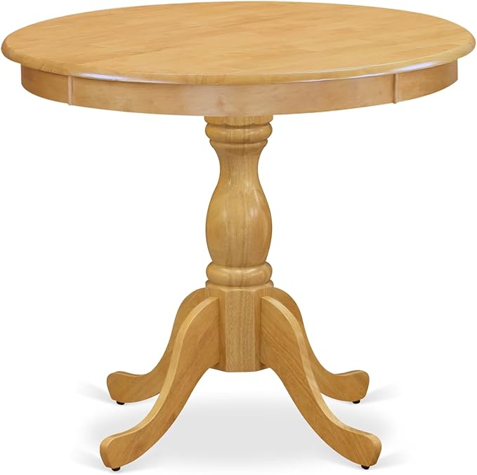 East West Furniture AMDR3-OAK-16 3 Piece Dining Room Table Set Contains a Round - Image 3