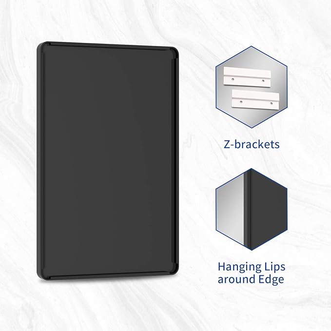 WEER 55X36 Inch Black Metal Framed Bathroom Mirror, Rounded Rectangular Matte - Image 7