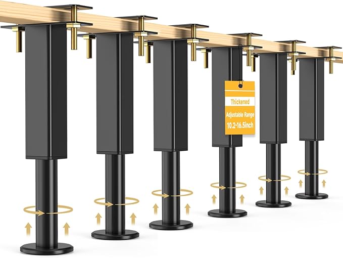 6PCS Adjustable Height Bed Support Legs, 10.2-16.5In, Metal Heavy Furniture Legs by NESAPTO