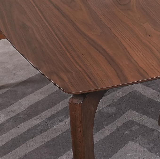 CONSDAN Dining Table for 4-6, Table Only, Walnut Veneer Top, Solid Wood Frame - Image 6