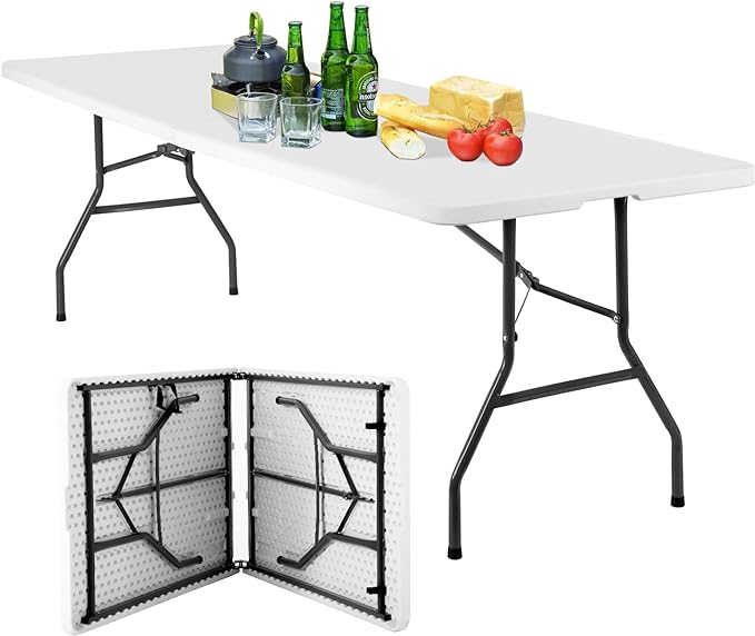 BestOffice 8FT Picnic Table Folding Table Camping Table Plastic Table Fold Up by BestOffice