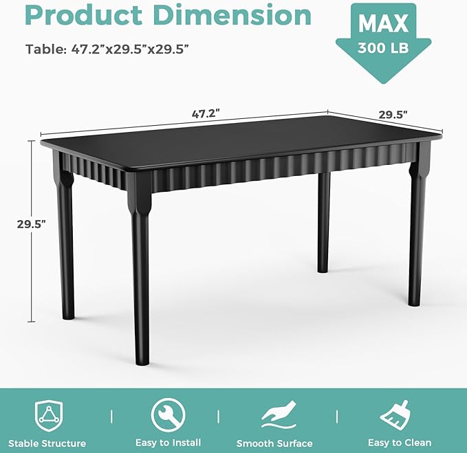 47.2 Inch Solid Wood Dining Table - Image 3
