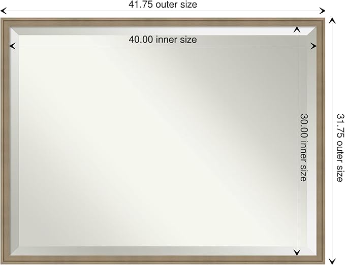 Amanti Art Brown Wall Mirror 32x42 Florence Light Brown Rectangle Bathroom - Image 4