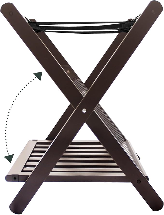 Pack of 2 Fully Assembled Bamboo Luggage Racks, Folding Suitcase Stand - Image 3