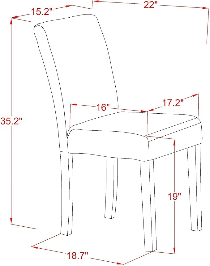 East West Furniture ANAB5-LWH-02 5 Piece Dining Table Set - Image 11