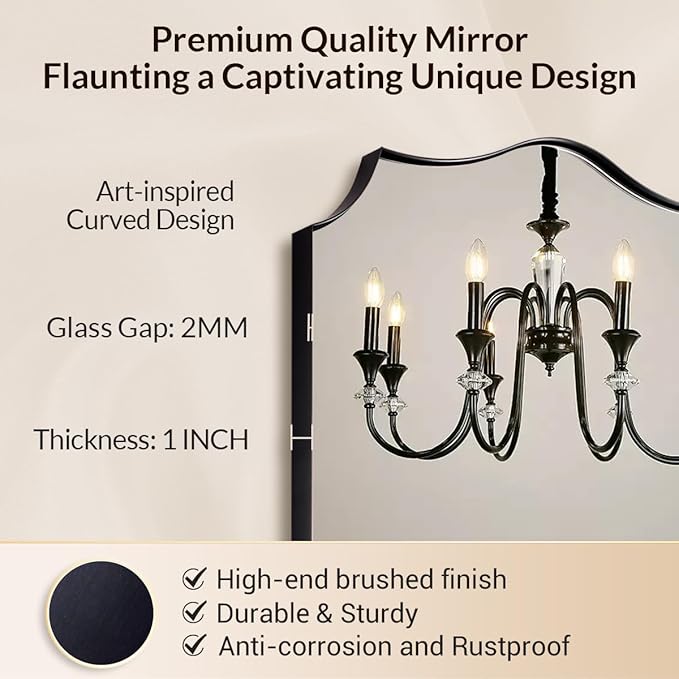 Black Wall Mirror, 24x36 Scalloped Mirror - Image 4
