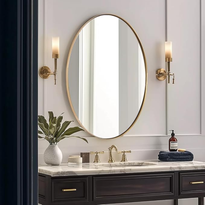 ANDY STAR Gold Oval Mirrors for Bathroom, 20x28 Inch Brushed Gold Stainless - Image 7